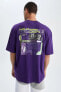 Фото #7 товара Fit Nba Los Angeles Lakers Oversize Fit %100 Pamuk Tişört Y2984az22hs