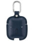 Фото #2 товара Blue Leather Apple AirPods Case with Silver-Tone Snap Closure and Carabiner Clip