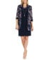 Petite Floral Mesh Jacket and Contrast-Trim Sleeveless Dress
