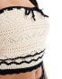 Hollister crochet tube top in beige and black