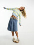 Noisy May cropped jumper in blue and yellow stripe