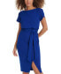 Фото #3 товара Women's Tulip-Sleeve Tie-Waist Sheath Dress