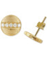 ფოტო #3 პროდუქტის 14k Gold-Plated Pavé Line Round Disc Stud Earrings