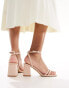 Truffle Collection wide fit block heel sandal in beige