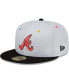 ფოტო #3 პროდუქტის Men's White, Black Atlanta Braves 1995 World Series Champions Neon Eye 59FIFTY Fitted Hat