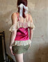 Фото #2 товара Labelrail x Lara Adkins satin and lace ruffle cami top in magenta pink