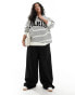 4th & Reckless Plus exclusive Paris logo sweatshirt in black and white stripe Разноцветный, 2XL - фото #8