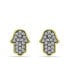 ფოტო #1 პროდუქტის Cubic Zirconia with Black Rhodium Hamsa Stud Earrings, 18K Gold over Silver
