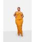 ფოტო #2 პროდუქტის Plus Size Bebe Ruched Glitter Mesh Maxi Bodycon Skirt