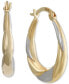 ფოტო #3 პროდუქტის Tapered Oval Small Hoop Earrings in 10k Two-Tone Gold