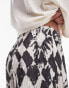 Фото #4 товара Topshop checkerboard crinkle plisse wide leg trouser in mono