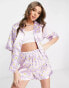 Night satin daisy short pyjama set in lilac