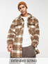 Фото #1 товара ASOS DESIGN wool mix check shacket in brown