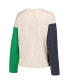 ფოტო #2 პროდუქტის Women's Cream Distressed Notre Dame Fighting Irish Colorblock Tri-Blend Long Sleeve V-Neck T-shirt and Shorts Sleep Set