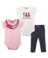 Фото #1 товара Baby Girls Treasure Baby Cotton Bodysuit and Pant Set, Bow Necklace