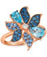 Фото #1 товара Multi-Gemstone (1-5/8 ct. t.w.) & Vanilla Diamond (1/20 ct. t.w.) Pear & Pavé Flower Ring in 14k Rose Gold