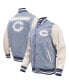Фото #1 товара Men's Denim Distressed Chicago Bears Varsity Blues Full-Snap Varsity Jacket