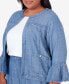 ფოტო #4 პროდუქტის Plus Size Bayou Chambray 3/4 Sleeve Jacket