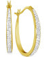 ფოტო #1 პროდუქტის Crystal Tapered Hoop Earrings in Silver-Plate, 1.2"