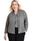 Plus Size Collarless Open-Front Jacket