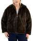 ფოტო #3 პროდუქტის Juniors' Trendy Plus Size Faux-Fur Coat, Created for Macy's
