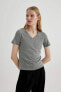 Фото #1 товара Kadın T-shirt I1080az/gr370 Grey Melange