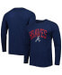 Фото #3 товара Men's Navy Atlanta Braves Inertia Raglan Long Sleeve Henley T-shirt