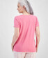 ფოტო #1 პროდუქტის Women's Solid V-Neck Short-Sleeve Sleepwear Top, Created for Macy's