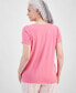 ფოტო #3 პროდუქტის Women's Solid V-Neck Short-Sleeve Sleepwear Top, Created for Macy's