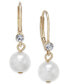 ფოტო #1 პროდუქტის Pavé & Imitation Pearl Drop Earrings, Created for Macy's