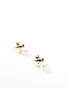 Фото #3 товара True Decadence chunky cross and pearl stud earrings in gold