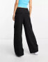 Фото #4 товара Miss Selfridge Petite wide leg cargo trouser in black