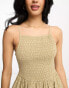 Фото #4 товара ASOS DESIGN square neck shirred mini sundress in neutral spot