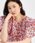 ფოტო #3 პროდუქტის Women's Ditsy Floral Puff-Sleeve Top