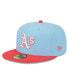 Фото #2 товара Men's Light Blue, Red Oakland Athletics Spring Color Two-Tone 59FIFTY Fitted Hat