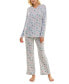ფოტო #15 პროდუქტის Women's 2-Pc. Whisperluxe Printed Pajamas Set