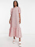 Фото #3 товара ASOS DESIGN Tall volume maxi smock dress in red mixed gingham