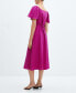 ფოტო #8 პროდუქტის Women's Buttoned Linen-Blend Dress