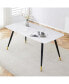 Фото #7 товара Minimalist White Marble Dining Table, 62"x34.6", Black Legs