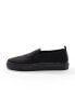 ASOS DESIGN Wide Fit Dotty slip on plimsolls in black