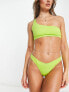 Monki – Bikinioberteil in Limettengrün mit One-Shoulder-Träger