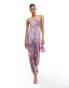 In The Style exclusive bandeau plisse maxi dress in purple print