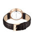 Men's Diamond Accent Dial Brown Dark Genuine Leather Strap Watch 42mm
