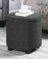 Фото #6 товара 15.75" Faux Linen Round Storage Ottoman with Tray Lid