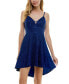 Фото #1 товара Juniors' Plunge-Neck High-Low Hem Skater Dress