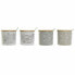 Сахарница DKD Home Decor Бежевый Серый Натуральный Бамбук Керамика 4 Предметы 9,5 x 9,5 x 9,5 cm
