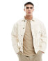 Jack & Jones boxy fit denim jacket with front pocket in ecru