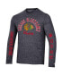 Men's Heather Black Distressed Chicago Blackhawks Multi-Logo Tri-Blend Long Sleeve T-shirt