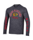 ფოტო #3 პროდუქტის Men's Heather Black Distressed Chicago Blackhawks Multi-Logo Tri-Blend Long Sleeve T-shirt