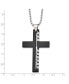 Фото #3 товара Chisel black IP-plated Cut out Cross Pendant Ball Chain Necklace